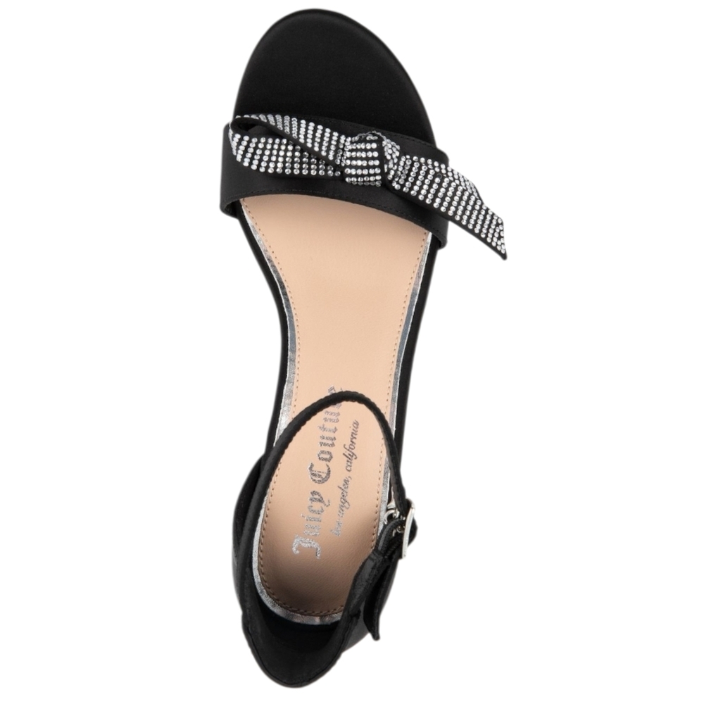Juicy Couture Nelly 2 Open Toe Dress Sandals Black Satin Bow Heel Size 9 M - Picture 3 of 6
